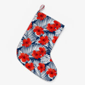 Tropisch gebladerte rode bloemenhibiscus | Kerstmi Kleine Kerstsok (Voorkant (Hangend))