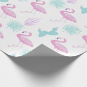 Tropisch gebladerte roze flamingo inpakpapier (Hoek)