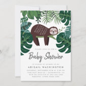 Tropisch gebladerte slaapluiaard Baby shower Kaart (Voorkant)
