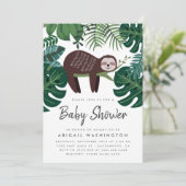 Tropisch gebladerte slaapluiaard Baby shower Kaart (Staand voorkant)