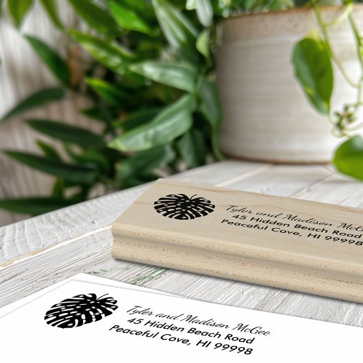 Tropisch gebladerte strandverlichting Kerstvakanti Rubberstempel