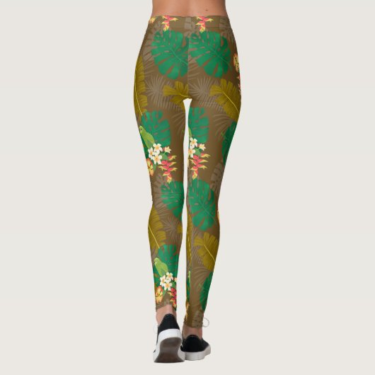 Tropisch gebladerte Summer Brown Leggings (Achterkant)