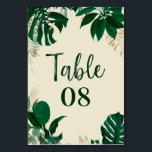 Tropisch gebladerte trendy groen & bladeren bruilo kaart<br><div class="desc">Tropisch gebladerte Trendy groen en laat gepersonaliseerde bruiloft receptie Diner of Party Table Number Kaarten - Trendy Marker geborsteld Script Lettering. Perfect voor uw tafel setting decor! In een gewaagd kleurenpalet van rijke greens, smaragd en gouden folie look. Dit ontwerp is perfect voor een strand, bestemming of zomerbruiloft. Met gevoelens...</div>