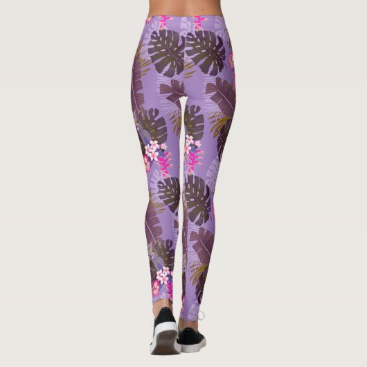 Tropisch gebladerte zomer Paarse Leggings (Achterkant)