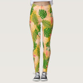 Tropisch gebladerte zomer Sinaasappel Leggings (Voorkant)