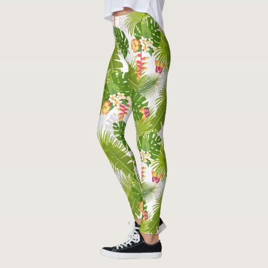Tropisch gebladerte zomer wit leggings (Links)