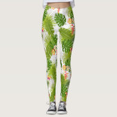 Tropisch gebladerte zomer wit leggings (Voorkant)