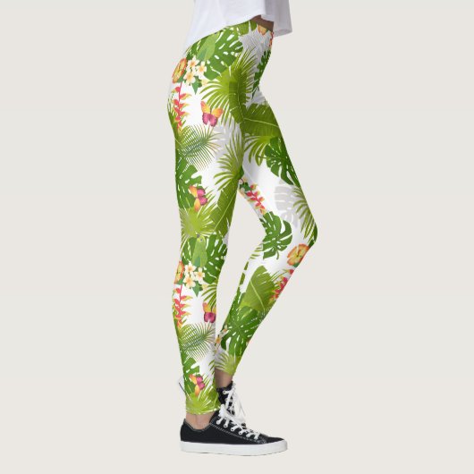 Tropisch gebladerte zomer wit leggings (Rechts)