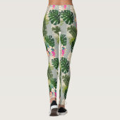 Tropisch gebladerte zomergrijs leggings (Achterkant)