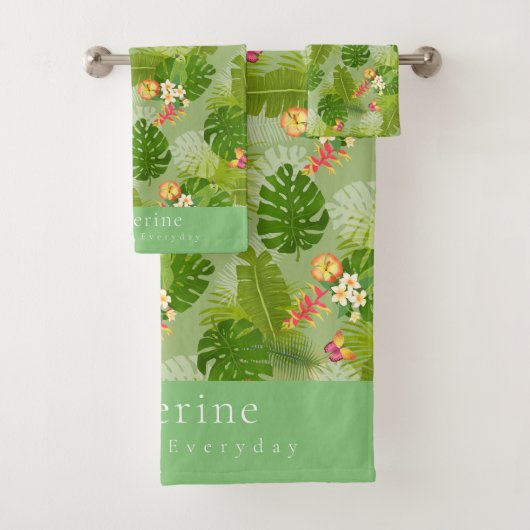 Tropisch gebladerte zomergroen bad handdoek (Insitu)