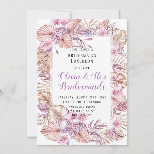 Tropisch gedroogd handpalm Laat Floral Bridesmaids Kaart (Voorkant)