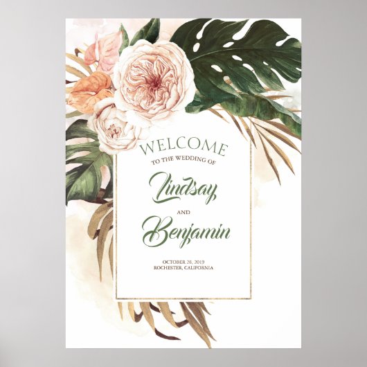 Tropisch gedroogd lederen handpalm bruiloft poster (Voorkant)