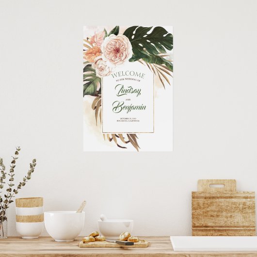 Tropisch gedroogd lederen handpalm bruiloft poster (Keuken)