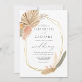 Tropisch gedroogd palm Gold Geometric Wedding Kaart (Voorkant)