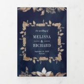 Tropisch gedroogd palmleder blauw marineverbod drieluik uitnodiging (Cover)