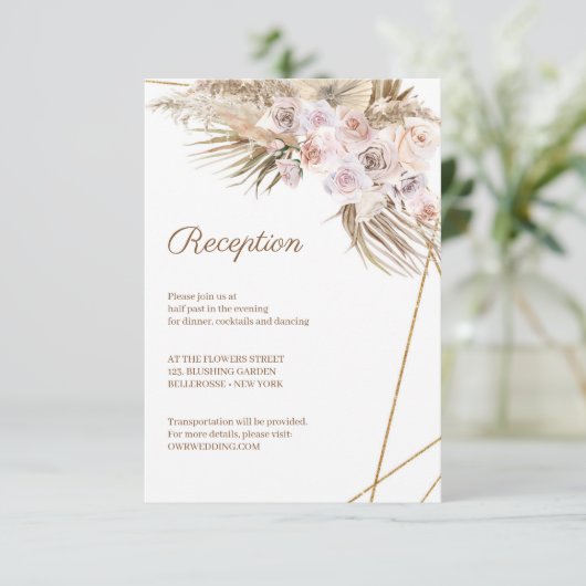 Tropisch gedroogd pampasgras Gedroogd palmstoffig  Informatiekaartje (Staand voorkant)