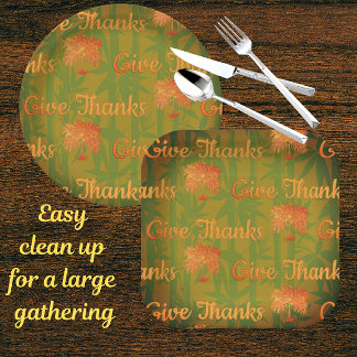 Tropisch Geef Dank Thanksgiving Palm Papieren Bordje