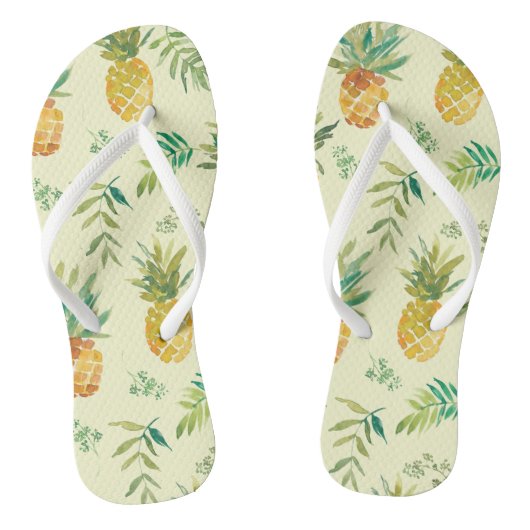 Tropisch geel ananasstrand teenslippers (Voetbed)