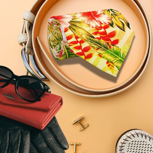 Tropisch geel bloemig Hawaïaans patroon Stropdas