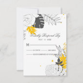 Tropisch geel en wit bladeren RSVP-kaart RSVP Kaartje (Voorkant)