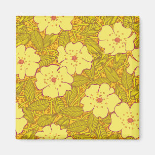 Tropisch geel Flowers Patroon Magneet