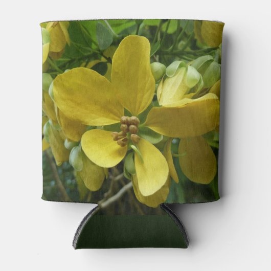 Tropisch geel geelhout met gouden douche blikjeskoeler (Voorkant)