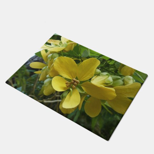 Tropisch geel geelhout met gouden douche deurmat (Schuin)