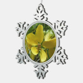 Tropisch geel geelhout met gouden douche tin sneeuwvlok ornament (Rechts)