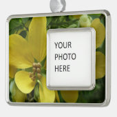 Tropisch geel geelhout met gouden douche verzilverd omlijst ornament (Links)