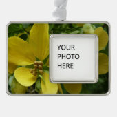 Tropisch geel geelhout met gouden douche verzilverd omlijst ornament (Voorkant)