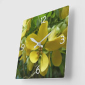 Tropisch geel geelhout met gouden douche vierkante klok (Hoek)