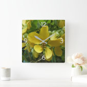 Tropisch geel geelhout met gouden douche vierkante klok (Huis)