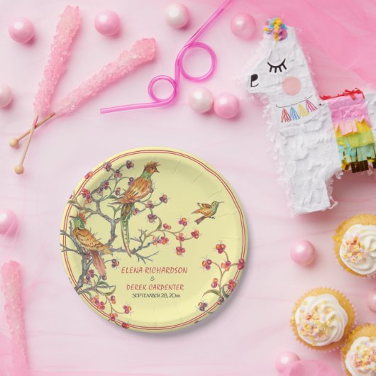 Tropisch geel gevel Chinoiserie CustomPaper Bord (Feest)