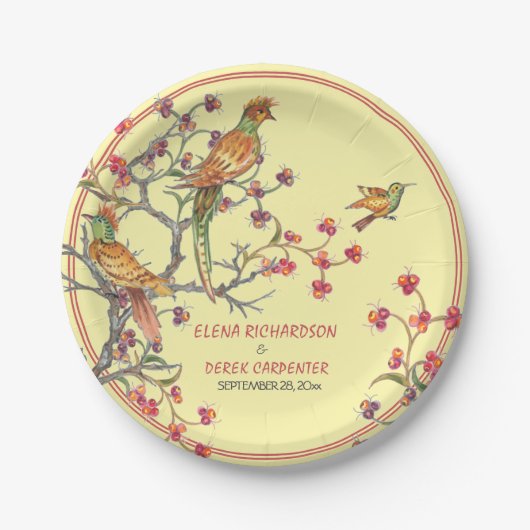 Tropisch geel gevel Chinoiserie CustomPaper Bord (Voorkant)