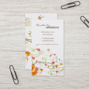 Tropisch geel Hibiscus Floral Swirls Visitekaartje