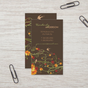 Tropisch geel Hibiscus Floral Swirls Visitekaartje