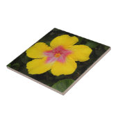 Tropisch geel Hibiscus Floral Tile Hawaii Tegeltje (Zijkant)