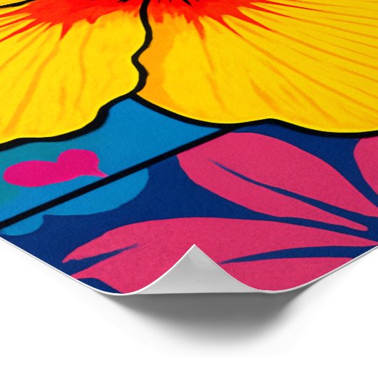 Tropisch geel Hibiscus-ventilator Poster (Hoek)