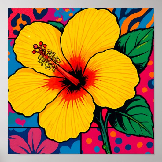 Tropisch geel Hibiscus-ventilator Poster (Voorkant)