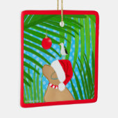 Tropisch Geel Lab Kerstman Hond Kerstversiering Keramisch Ornament (Rechts)