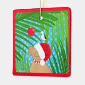 Tropisch Geel Lab Kerstman Hond Kerstversiering Keramisch Ornament (Links)