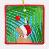 Tropisch Geel Lab Kerstman Hond Kerstversiering Keramisch Ornament (Voorkant)