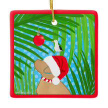 Tropisch Geel Lab Kerstman Hond Kerstversiering