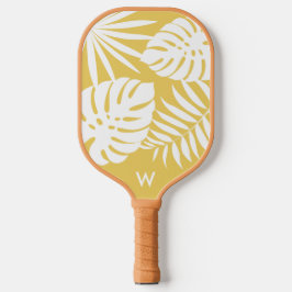 Tropisch geel monogram pickleball paddle