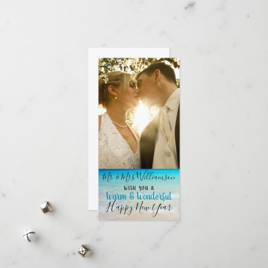 Tropisch gehuwd kerstfeest Mr Mrs. Fotokaart Feestdagenkaart (Voorkant / Achterkant in situ)