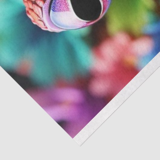 Tropisch gekleurde kikker & bloemen decoupage tissuepapier (Detail)