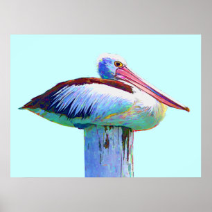 Tropisch gekleurde Pelican Poster