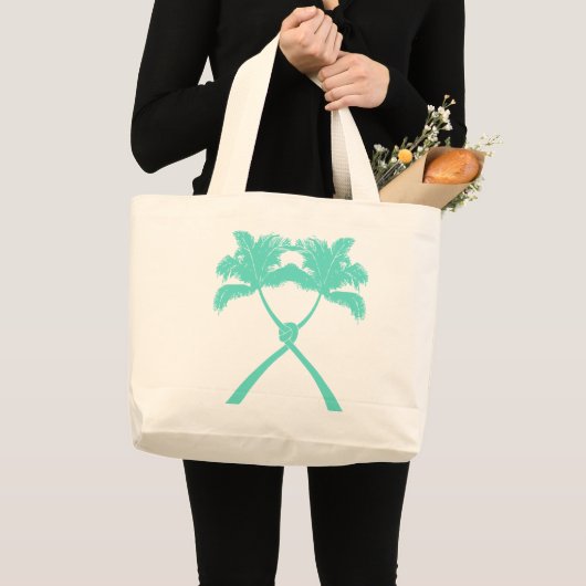 Tropisch geknoteerde palm Trees Beach Wedding Canv Grote Tote Bag (Voorkant (product))