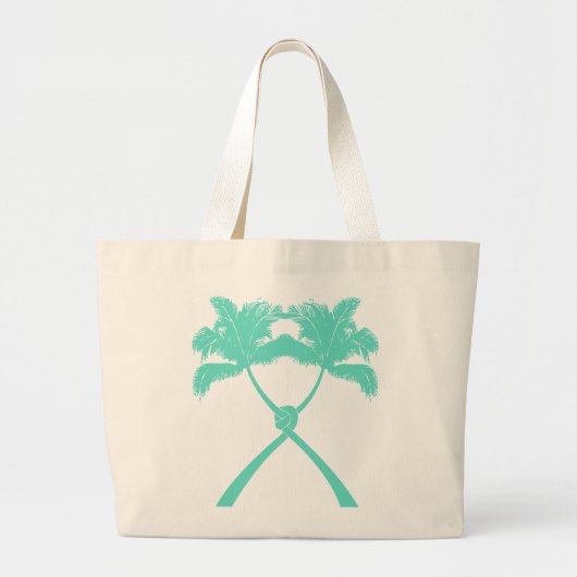 Tropisch geknoteerde palm Trees Beach Wedding Canv Grote Tote Bag (Voorkant)