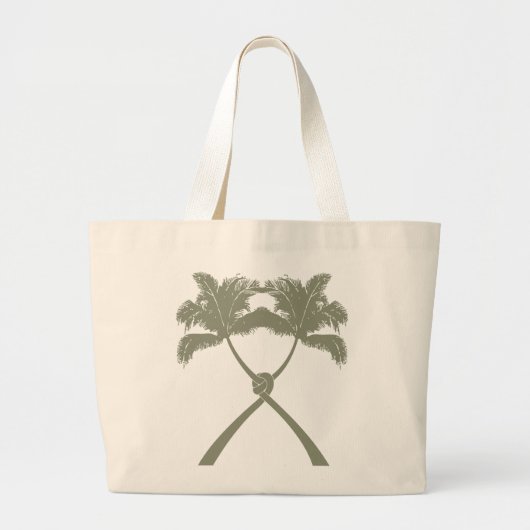 Tropisch geknoteerde palm Trees Beach Wedding Canv Grote Tote Bag (Voorkant)